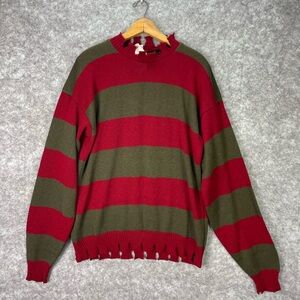 Rubie's Freddy Krueger Sweater Mens One Size Red Green Stripe Halloween Costume
